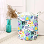 Beyaz Bebek Çocuk Odası Katlanabilir Kirli Çamaşır ve Oyuncak Sepeti Model 40047