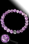 Sertifikalı Dağ Kristali Mor Necef Taşı Bileklik - Gümüş Aparatlı