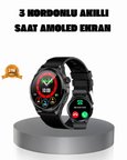 AMOLED Ekranlı Smartwatch – 3 Kordonlu, Kalp Atış & Uyku Takipli Akıllı Saat