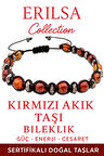 Sertifikalı Terahertz – Kırmızı Akik Taşı Bileklik – Koruma ve Canlılık Enerjisi