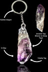Sertifikalı Ham İşlenmemiş Ametist Taşı Anahtarlık - Gümüş Alaşımlı