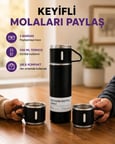 500 ml Isı Korumalı Çelik Termos ve Bardak Seti | Silikon Tabanlı, Şık ve Pratik
