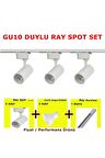 Mini Ray Spot Set Gu-10 Duylu Beyaz Kasa Beyaz Işık 3 Spot Lamba 1 Mt Ray 3 Gu10 6500k Led Ampul