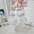 Mavi Kedili Vintage Elbise,Doğum günü elbise,fotoğraf çekim elbise,0-12 Yaş Uygun