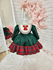 Yeşil Ekoseli Kız Bebek Elbisesi,Doğum günü,fotoğraf çekim elbise,0-12 Yaş Uygun