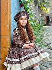Kahverengi Vintage Kız Bebek Elbisesi, Doğum günü elbisesi, fotoğraf çekim elbisesi,0-12 Yaşa Uygun