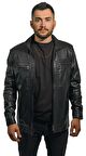 Cengiz Khan Siyah Hakiki Deri Erkek Ceket Klasik ve Modern Tasarım Hilda Deri 