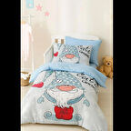 Dijital Baskılı 3d Pamuklu Yenidoğan Bebek Nevresim Takımı Cute Gnome Blue