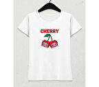 Crimson Cherry Vibes – Feminine Fit T-Shirt Beyaz