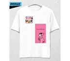 Pink Panther Holiday Oversize Siyah Tişört Beyaz