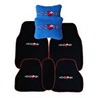 Honda 5 Parça Nakışlı Siyah Oto Halı Paspas & Honda Mavi Araç Seyahat Boyun Yastığı