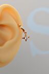 Tektaşlı Kutup Yıldızı Halka Helix Piercing Lob Kıkırdak Küpesi