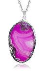 Sertifikalı Doğal Pembe Desenli Akik Taşı Kolye Doğal Pembe Desenli Renk Renk 50 cm Beden