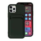 iPhone 12 Uyumlu Kartlıklı Silikon Kılıf Kamera Korumalı Pastel Renk Esnek Kapak - Siyah