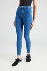 Mid Blue Yüksek Bel Skinny Fit Jean Likralı Cepsiz Tayt Pantolon