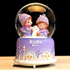 Kış Aşkı Temalı Orta Boy Işıklı Müzikli Kar Küresi