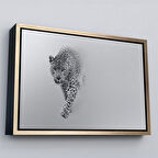 Altın Çerçeveli Leopar Dekoratif Kanvas Tablo