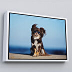 Beyaz Çerçeveli Küçük Köpek Dekoratif Kanvas Tablo