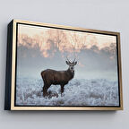 Altın Çerçeveli Geyik Dekoratif Kanvas Tablo