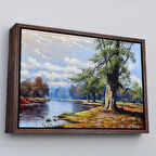 Kahverengi Çerçeveli Ukrayna Nahir Manzarası Duvar Tablosu