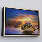 Altın Çerçeveli Vietnam'ın Mekong Yüzen Pazar Tho'da Tekne Tablosu