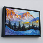 Siyah Çerçeveli Rusya Karlı Dağları Manzarası Duvar Tablosu