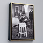 Altın Çerçeveli Atatürk Portre Tablosu Mustafa Kemal Atatürk Dikdörtgen Dekoratif Kanvas Tablo