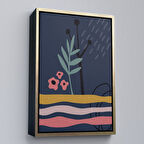 Altın Çerçeveli Soyut Yaprak Tablosu