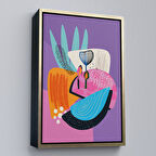 Altın Çerçeveli Soyut Renkli Çiçekler Tablosu