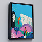 Siyah Çerçeveli Soyut Renkli Çiçekler Tablosu