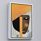 Beyaz Çerçeveli Renkli Soyut Kadın Tablosu