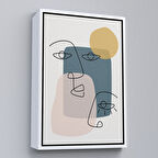 Beyaz Çerçeveli Renkli Soyut Kadın Tablosu