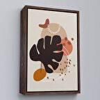 Kahverengi Çerçeveli Renkli Soyut Çiçekler Tablosu