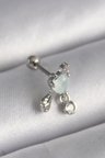By Mertay Gümüş Renk Çelik Tragus Piercing Mineli 6mm Bar 1.2mm Kalınlık