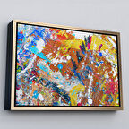 Altın Çerçeveli Soyut Yağlıboya Görünüm Dekoratif Kanvas Duvar Tablosu