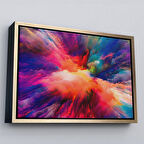 Altın Çerçeveli Yaratıcı Renkler Yağlıboya Görünüm Dekoratif Kanvas Duvar Tablosu