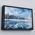 Siyah Çerçeveli Donmuş Göl Ukrayna Dekoratif Kanvas Duvar Tablosu