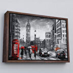 Kahverengi Çerçeveli Ingiltere Londra Yağlıboya Görünüm Dekoratif Tablo