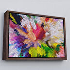 Kahverengi Çerçeveli Soyut Sanatsal Yağlıboya Görünüm Dekoratif Kanvas Duvar Tablosu