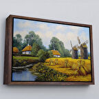 Kahverengi Çerçeveli Ukrayna Köy Evi Dekoratif Kanvas Duvar Tablosu