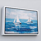 Beyaz Çerçeveli Yaz Yelkenli Dekoratif Kanvas Duvar Tablosu