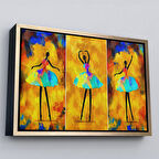 Altın Çerçeveli Afrikalı Balerin Kız Yağlıboya Görünüm Dekoratif Kanvas Tablo