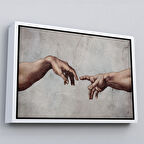 Beyaz Çerçeveli Ademin Yaratılışı Michelangelo Kanvas Tablo