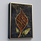 Altın Çerçeveli Modern Tasarım Altın Yapraklar Tablosu