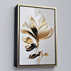 Altın Çerçeveli Modern Altın Çiçekler Tablosu