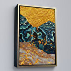 Altın Çerçeveli Modern Renkli Soyut Tablo