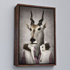 Kahverengi Çerçeveli Keçi Kafalı İnsan Kanvas Tablo