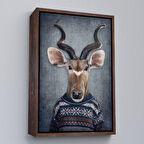 Kahverengi Çerçeveli Antilop Kafalı İnsan Kanvas Tablo