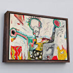 Kahverengi Çerçeveli Jean Michel Basquiat'in Untitled 1982 Kanvas Tablo