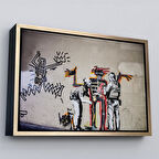 Altın Çerçeveli Bansky Grafitiyi Arayan Polisler Kanvas Tablo